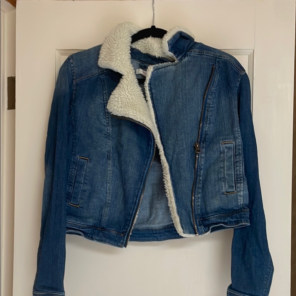 Mossimo Supply Co Blue and White Jean Jacket